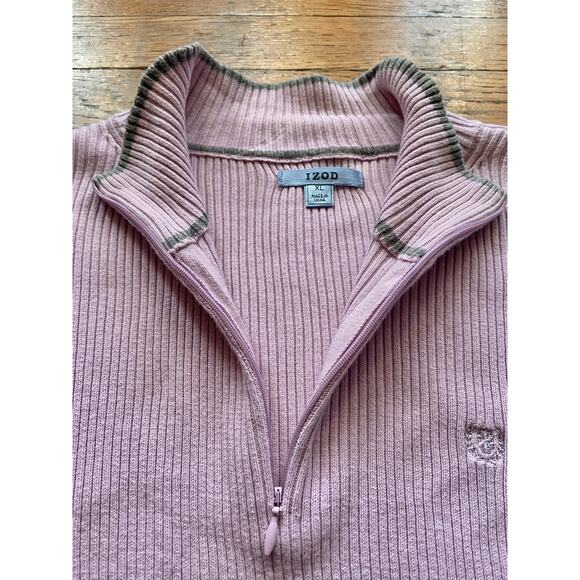 IZOD Pink/Gray Ribbed Knit 1/4 Zip Sweater sz XL - Picture 3 of 10